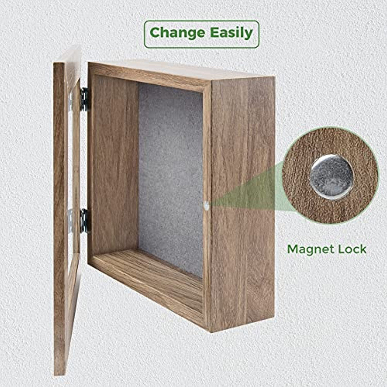 Frametory, 8x8 Shadow Box Frame - Front Opening - 2 inch Depth Display Box for Wall and Tabletop Display- Memory Box, 6 Pins Included (4 Pack)