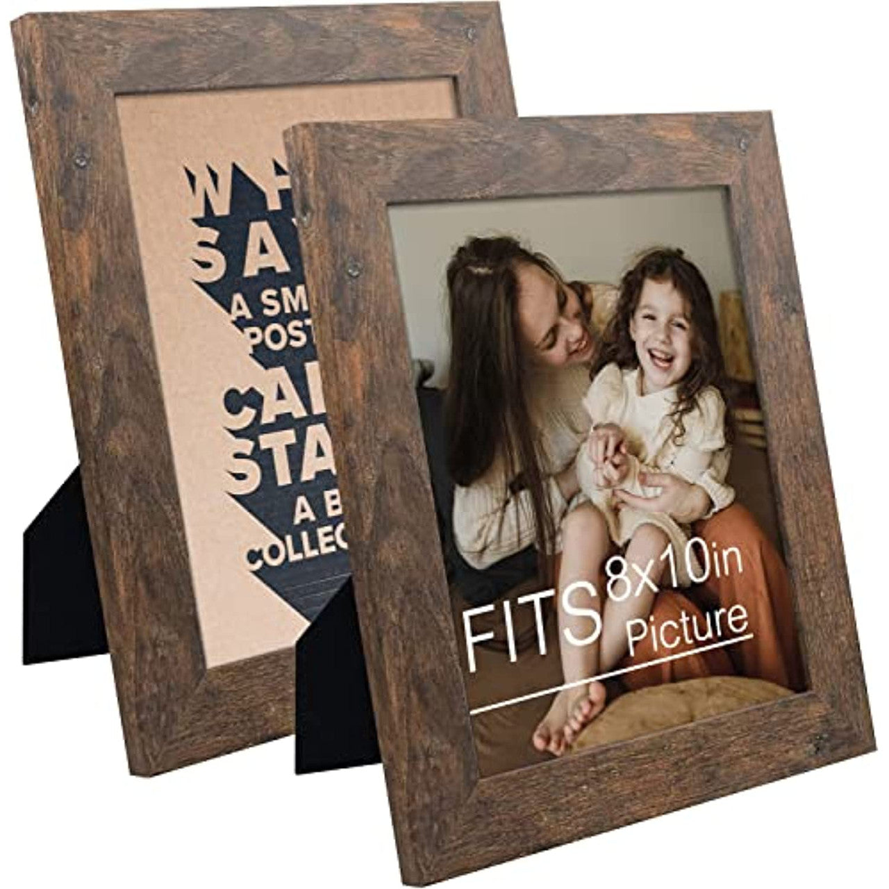 Frametory, 8x10 Photo Frame - Wood Grain Color, Wide Moulding Design - Wall Hanger, Back Turn Buttons, Easel Stand - Wall Display or Tabletop Display (16 Pack)