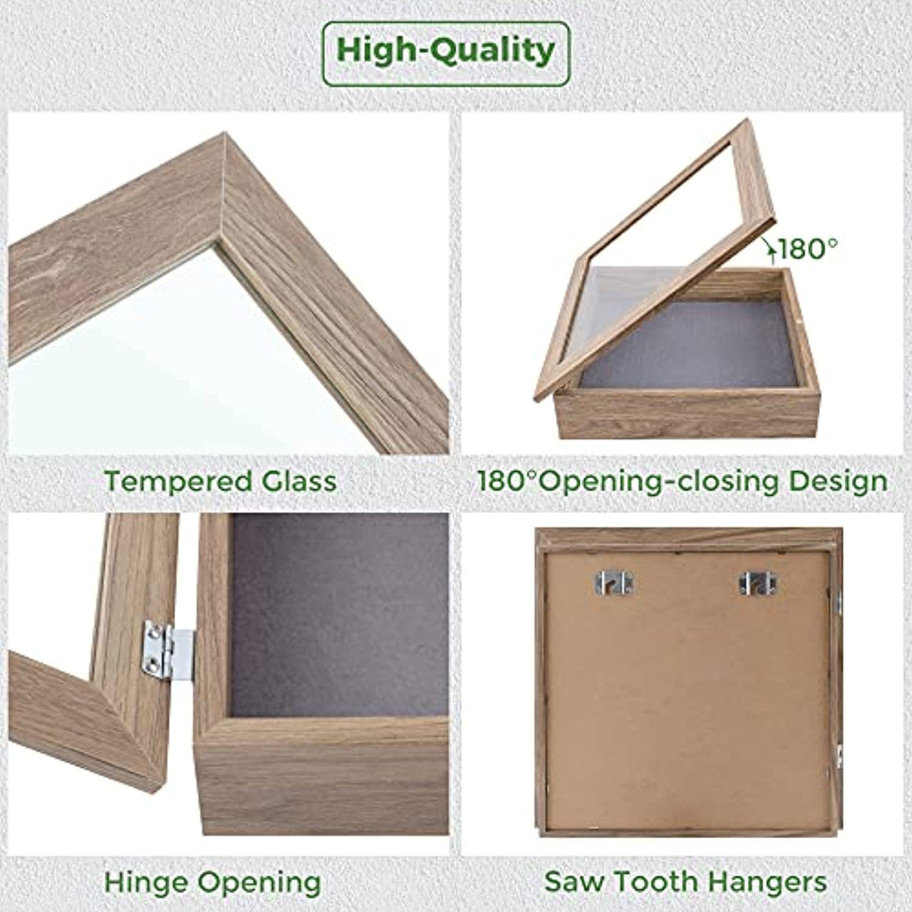 Frametory, 11x11 Shadow Box Frame - Front Opening - 2 inch Depth Display Box for Wall and Tabletop Display- Memory Box, 6 Pins Included (4 Pack)