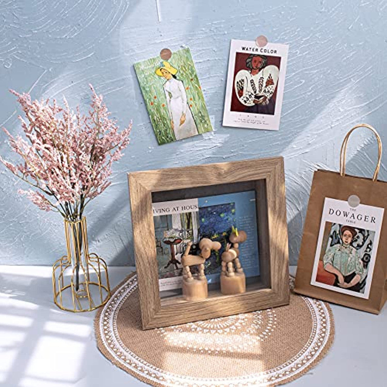 Frametory, 8x8 Shadow Box Frame - Front Opening - 2 inch Depth Display Box for Wall and Tabletop Display- Memory Box, 6 Pins Included (4 Pack)