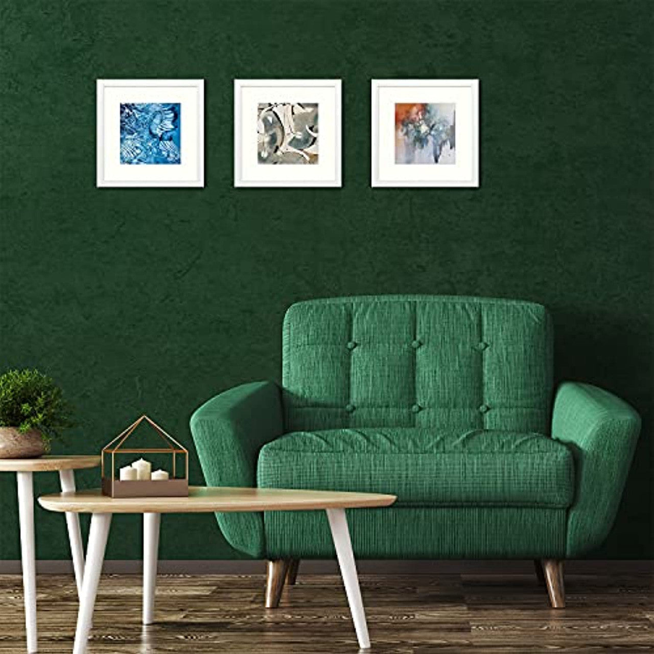 Frametory 12x12 White Picture Frame, Display Pictures 8x8 with Ivory Mat, Square Wall Frame for Print and Diamond Painting - Wide Molding-Plexiglass (9 Pack)