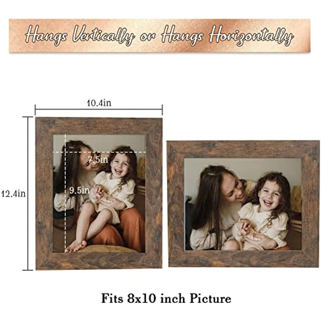 Frametory, 8x10 Photo Frame - Wood Grain Color, Wide Moulding Design - Wall Hanger, Back Turn Buttons, Easel Stand - Wall Display or Tabletop Display (16 Pack)