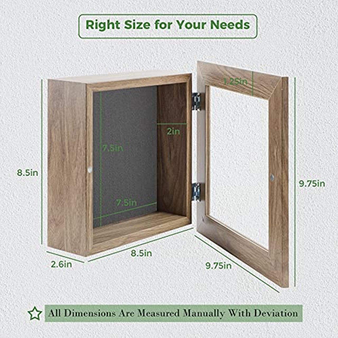 Frametory, 8x8 Shadow Box Frame - Front Opening - 2 inch Depth Display Box for Wall and Tabletop Display- Memory Box, 6 Pins Included (4 Pack)