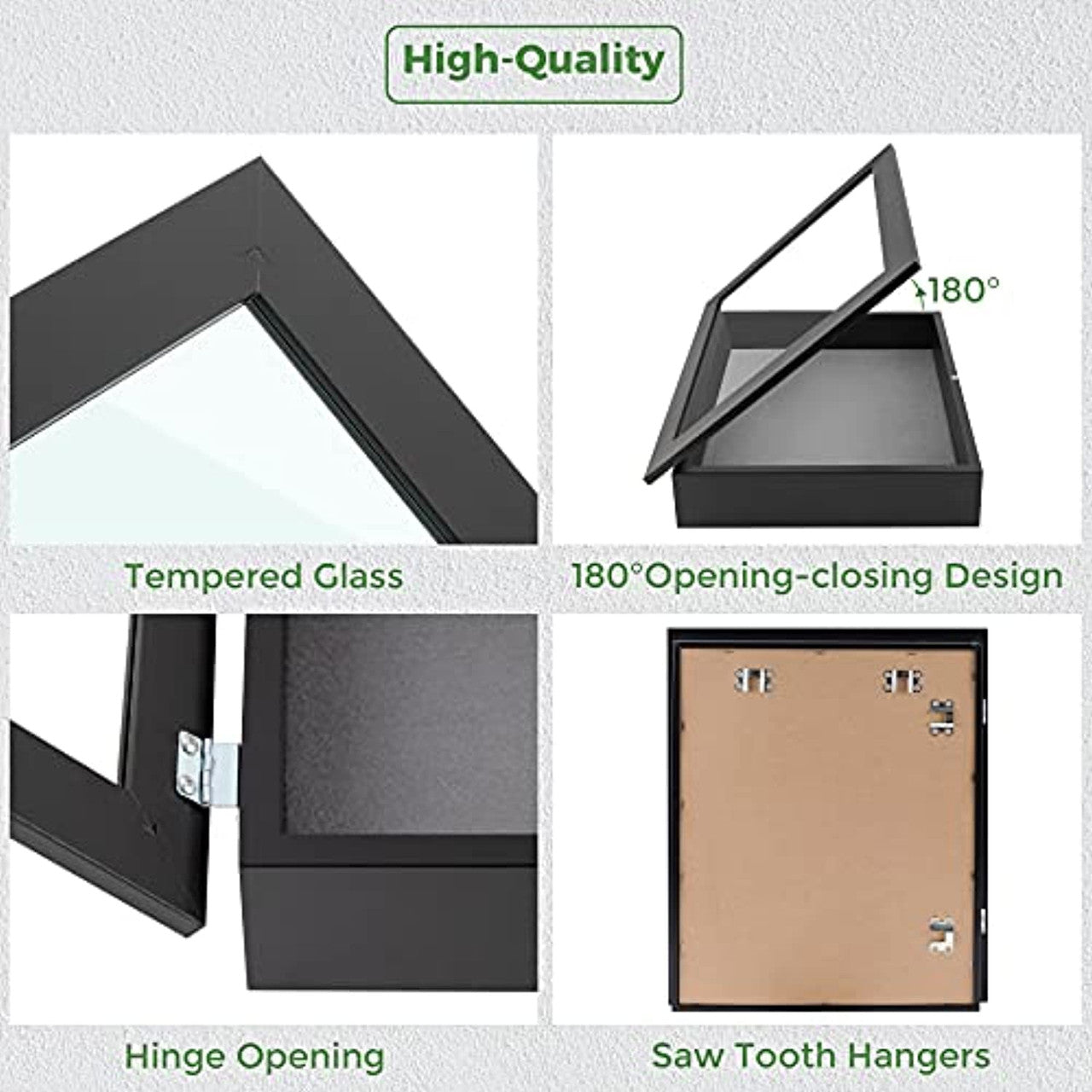 Frametory, 11x14 Shadow Box Frame - Front Opening - 2 inch Depth Display Box for Wall and Tabletop Display- Memory Box, 6 Pins Included (4 Pack)