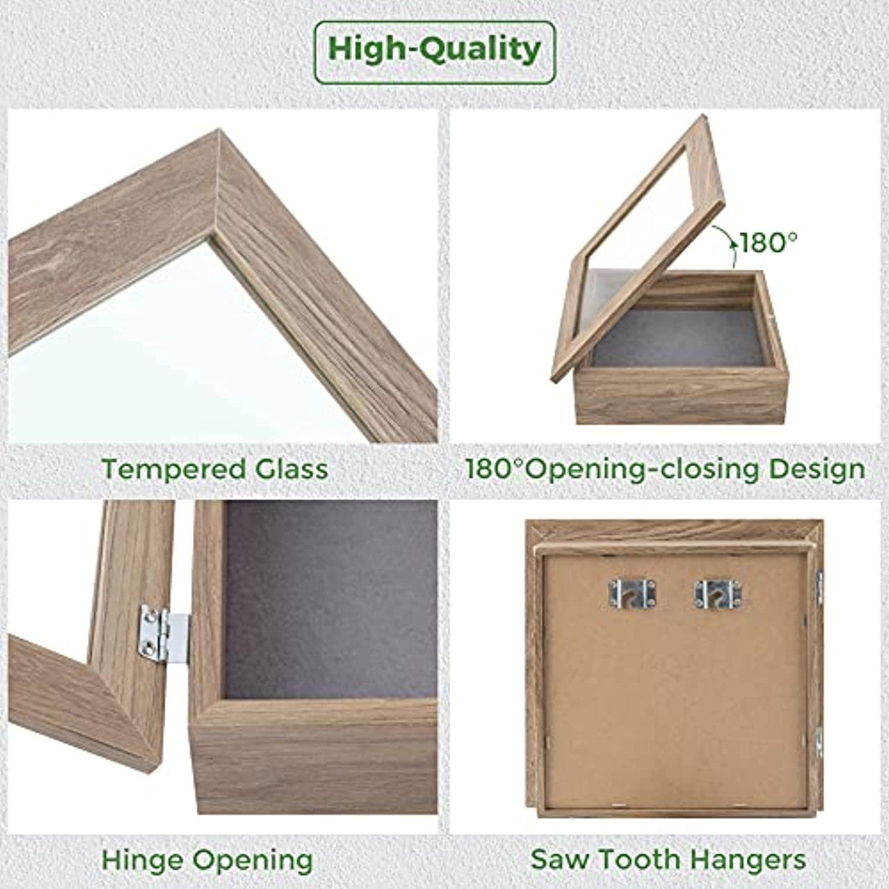 Frametory, 8x8 Shadow Box Frame - Front Opening - 2 inch Depth Display Box for Wall and Tabletop Display- Memory Box, 6 Pins Included (4 Pack)
