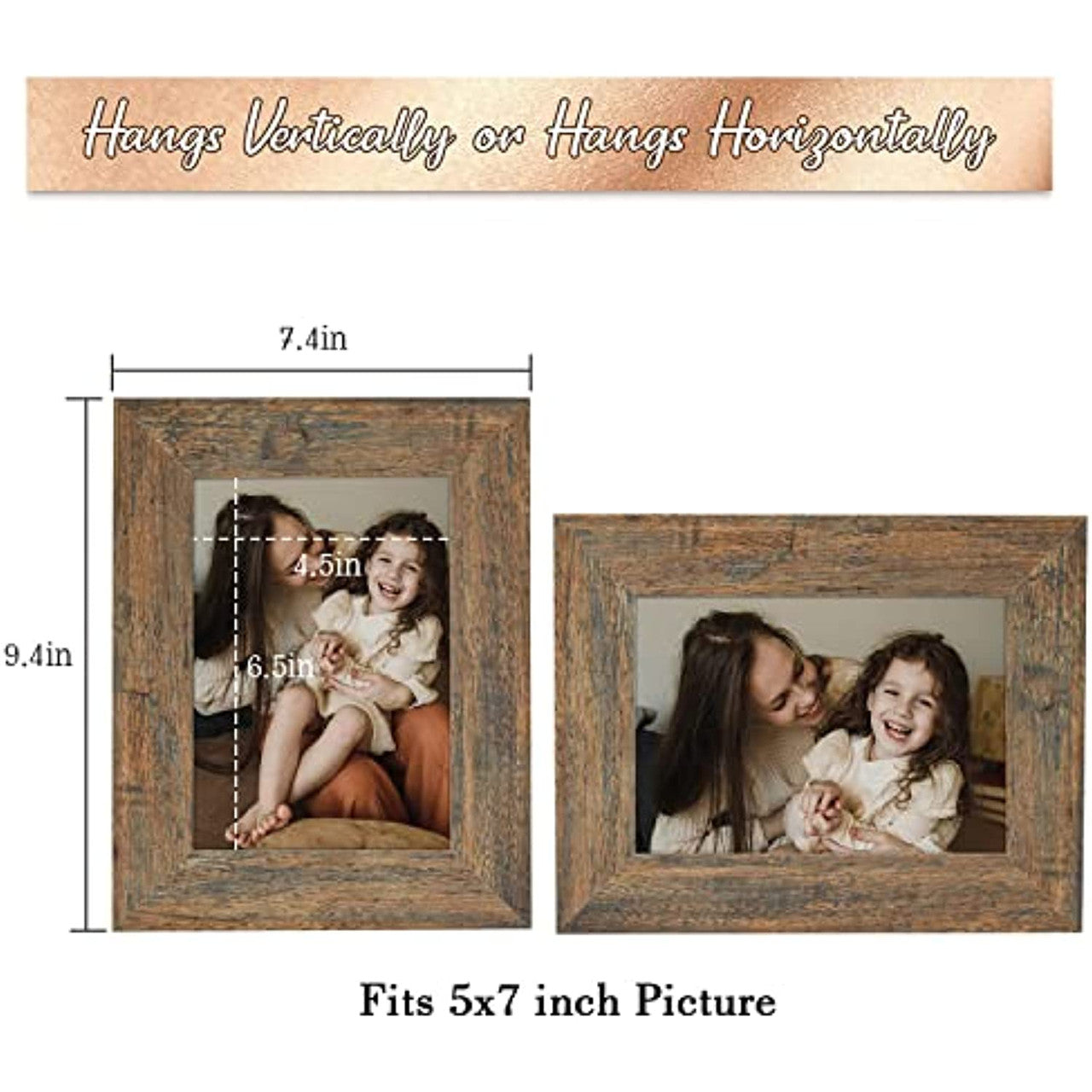 Frametory, 5x7 Photo Frame Wide Moulding Design - Wall Hanger, Back Turn Buttons, Easel Stand - Wall Display or Tabletop Display (20 Pack)