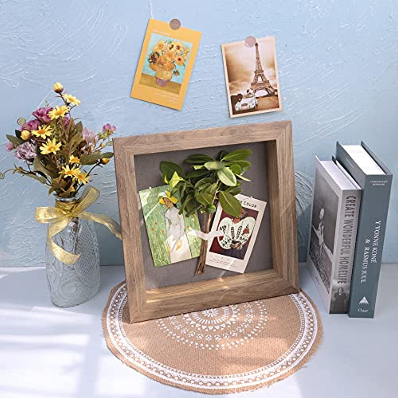 Frametory, 11x11 Shadow Box Frame - Front Opening - 2 inch Depth Display Box for Wall and Tabletop Display- Memory Box, 6 Pins Included (4 Pack)