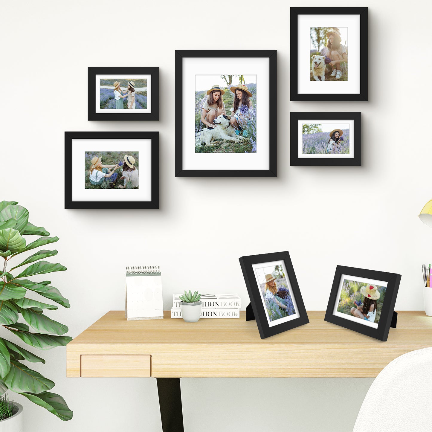 Frametory, Gallery Wall Frame Multiple Sizes 11x14, 8x10, 5x7 Picture Frame with White Color Mat for Prints, with Real Glass (28 Pack)