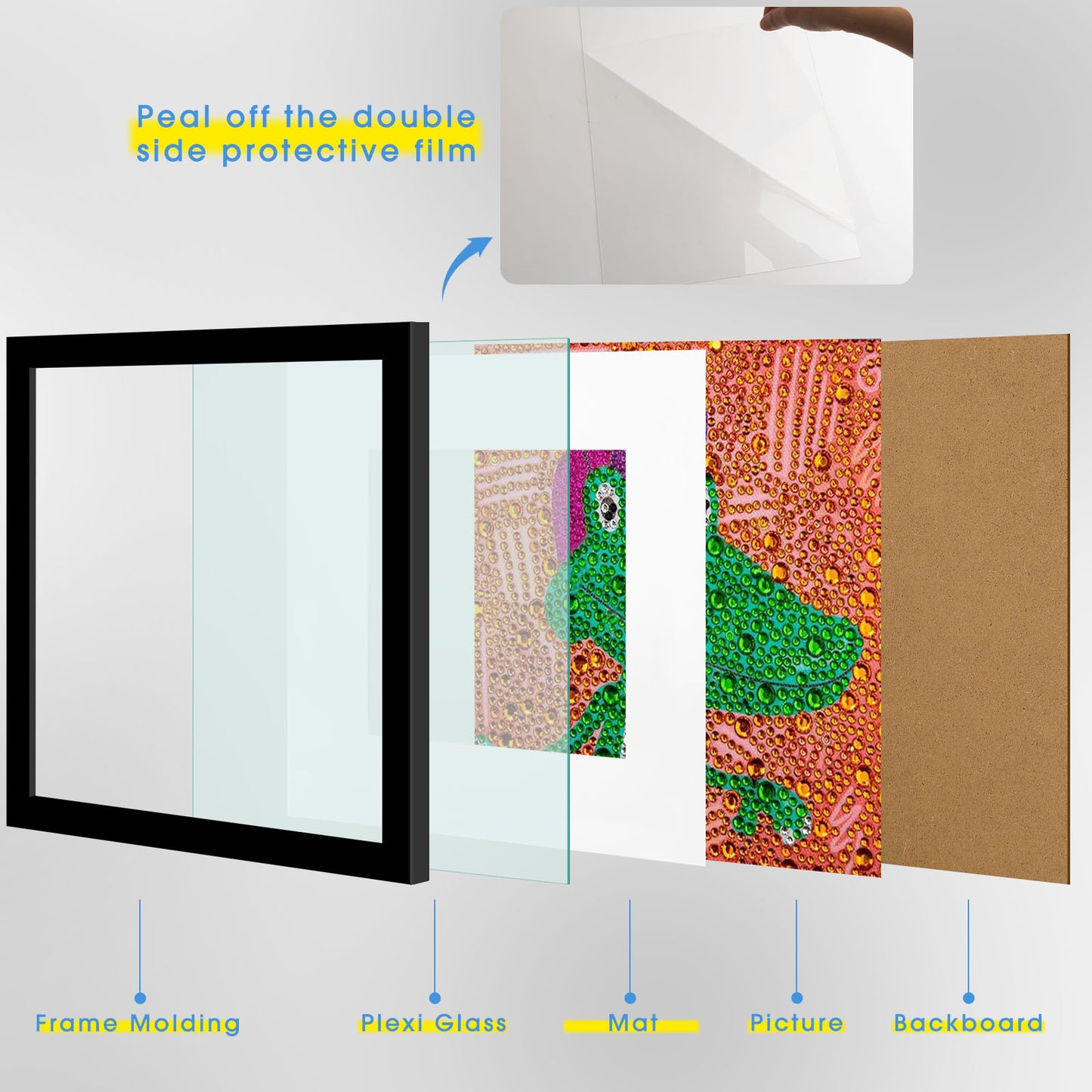 12x12 Black Picture Frame for 8x8 Photo with White Mat (9 Pack)