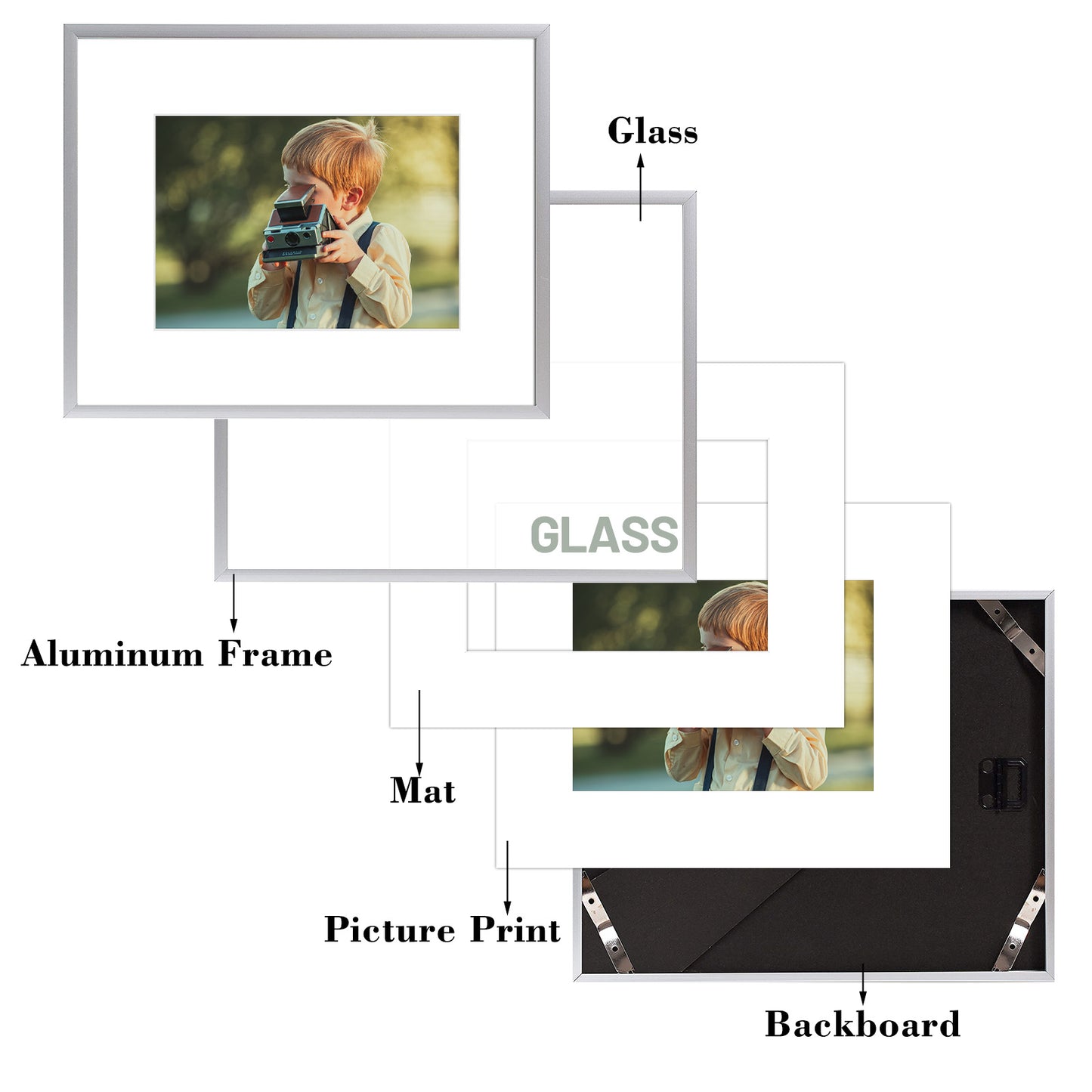 8x10 Metal Picture Frame for 5x7 Photo with White Mat and Real Glass(12 Pack)