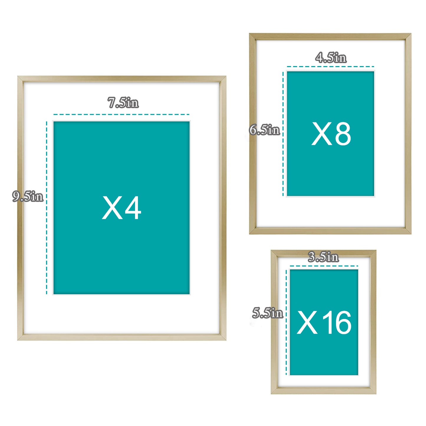 Aluminum Picture Frames Four 11x14, Eight 8x10, and Sixteen 5x7 inch Photos for Home Decoration (28 Pack)