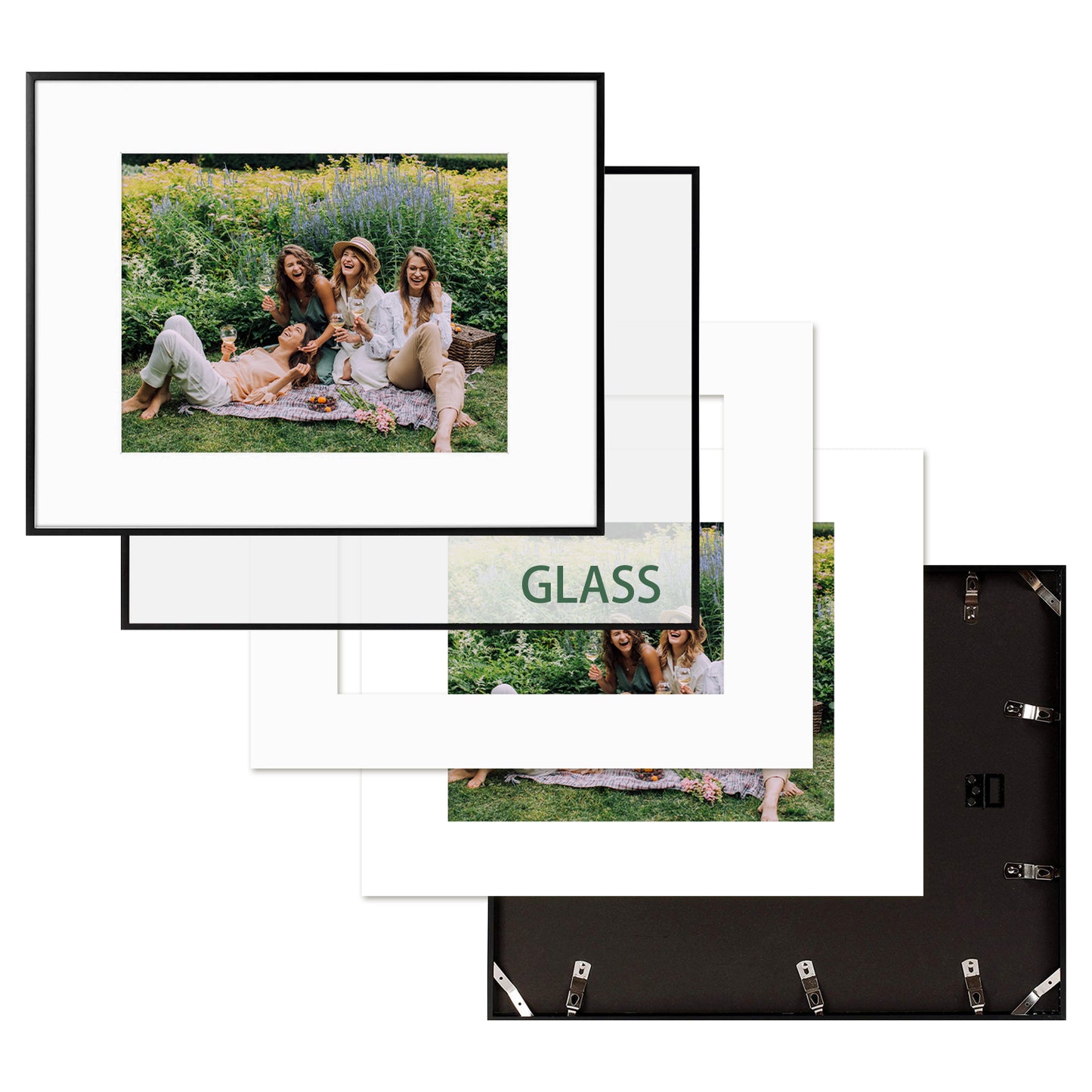 Frametory, 16x20 Aluminum Frame for 11x14 Picture with White Mat and Real Glass