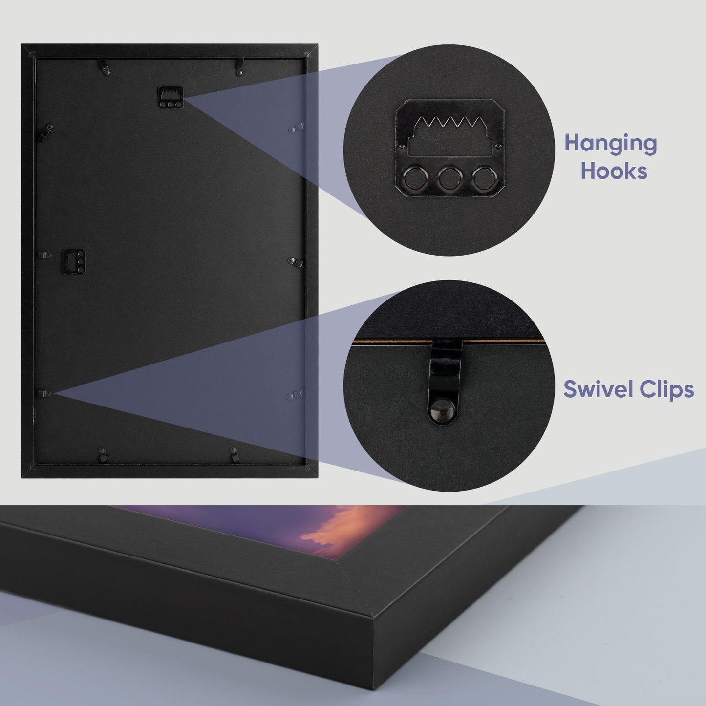 Clearance 12x18 Poster Frame, Black Gallery Wall Frame Vertical or Horizontal, with Plexiglass