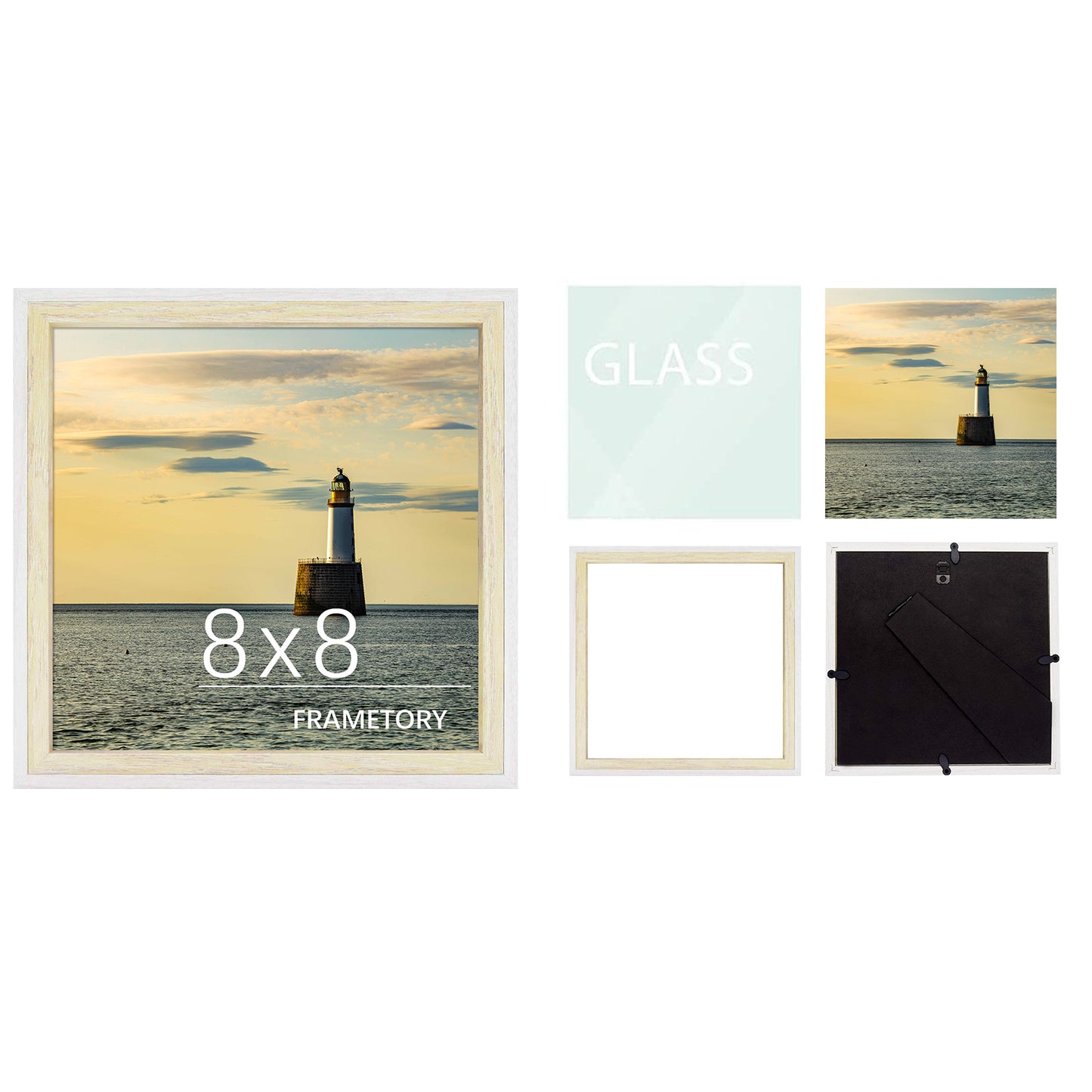 Frametory, Clearance 8x8 Picture Frame Deep Split Molding Easel Stand for Table/Desk Display Layered Look Design Landscapes, Portraits, Artworks (12 Pack)