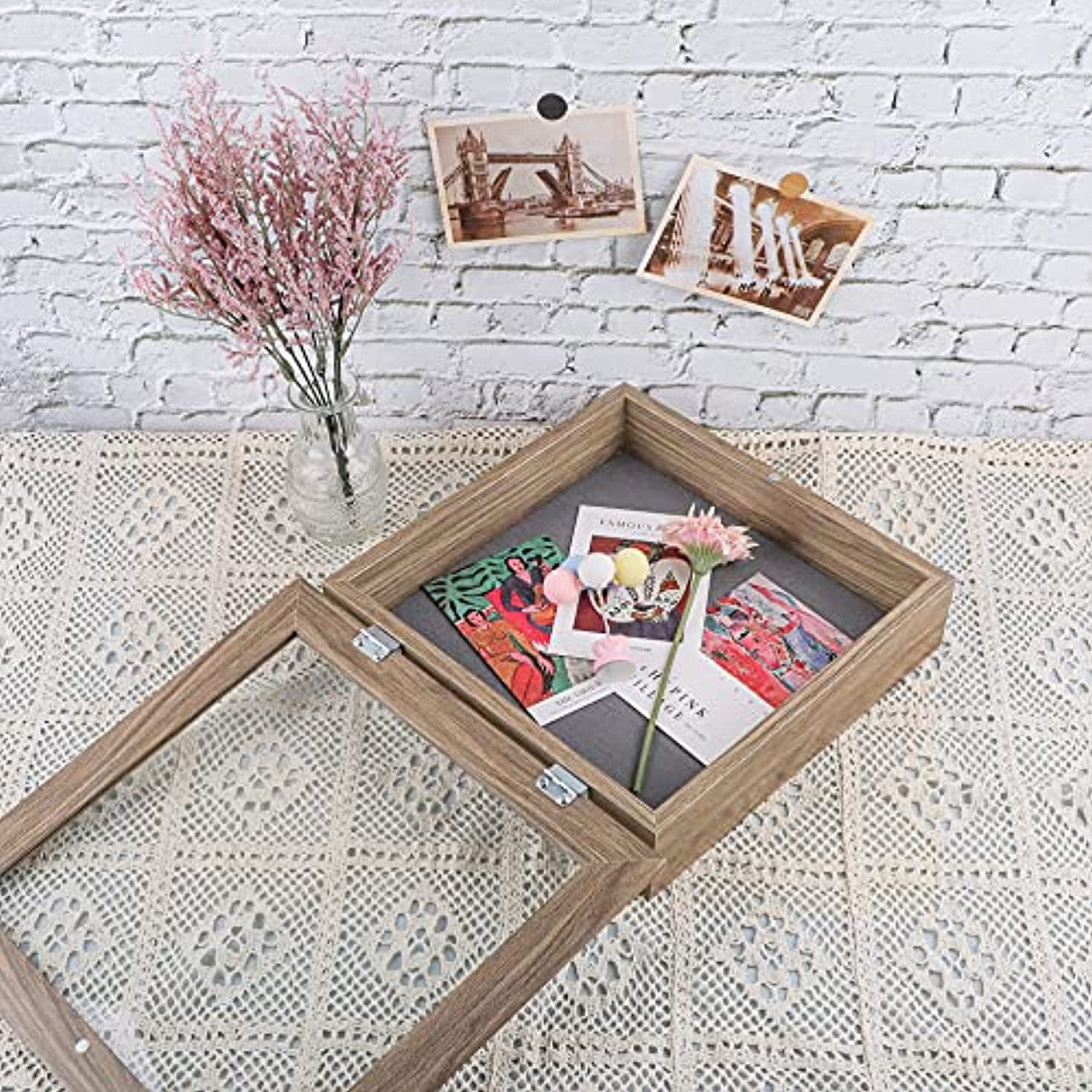 Frametory, 11x11 Shadow Box Frame - Front Opening - 2 inch Depth Display Box for Wall and Tabletop Display- Memory Box, 6 Pins Included (4 Pack)