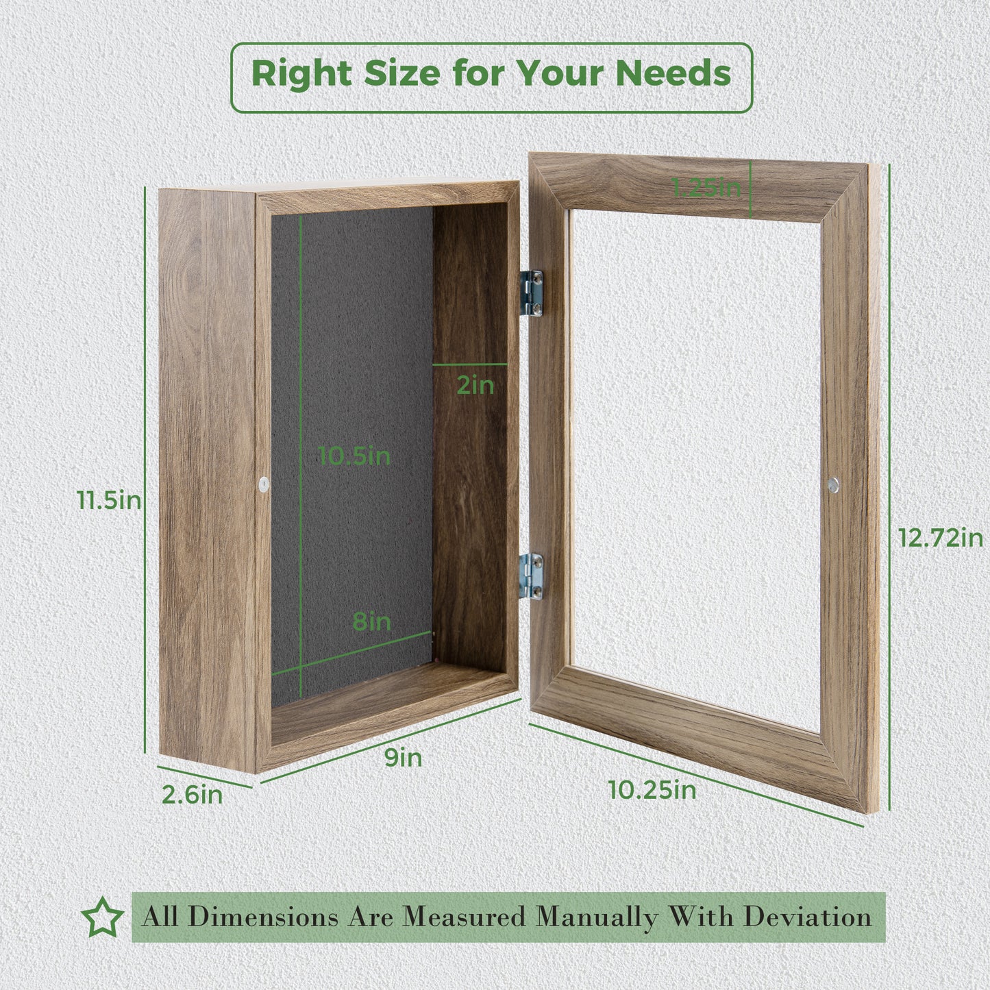 Frametory, 8x10.5 Shadow Box Frame - Front Opening - 2 inch Depth Display Box for Wall and Tabletop Display- Memory Box, 6 Pins Included (4 Pack)
