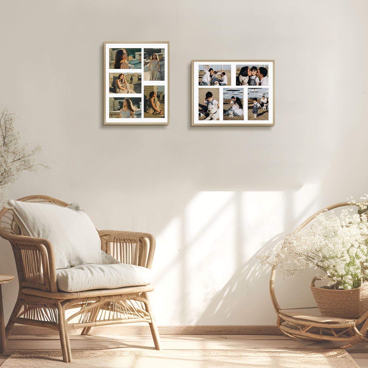 Frametory, 11x14 Gold Aluminum Frame - White Mat for Five 4x6 Pictures - Wall Display - Sawtooth Hangers, Swivel Tabs - Portrait/Landscape Display - Great for Collages, Trips, People (6 Pack)