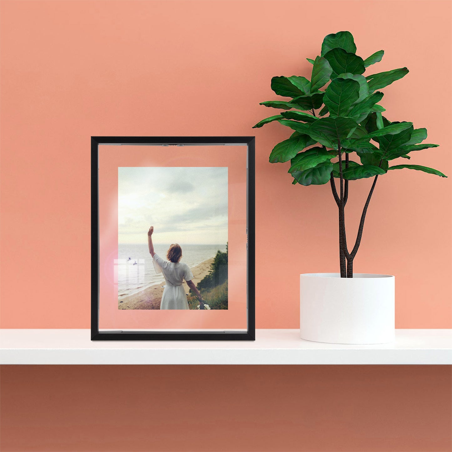 Frametory, Floating Picture Frame 8x10 -Metal Photo Frame - Real Glass - for Wall Mount or Tabletop Displays (12 Pack)