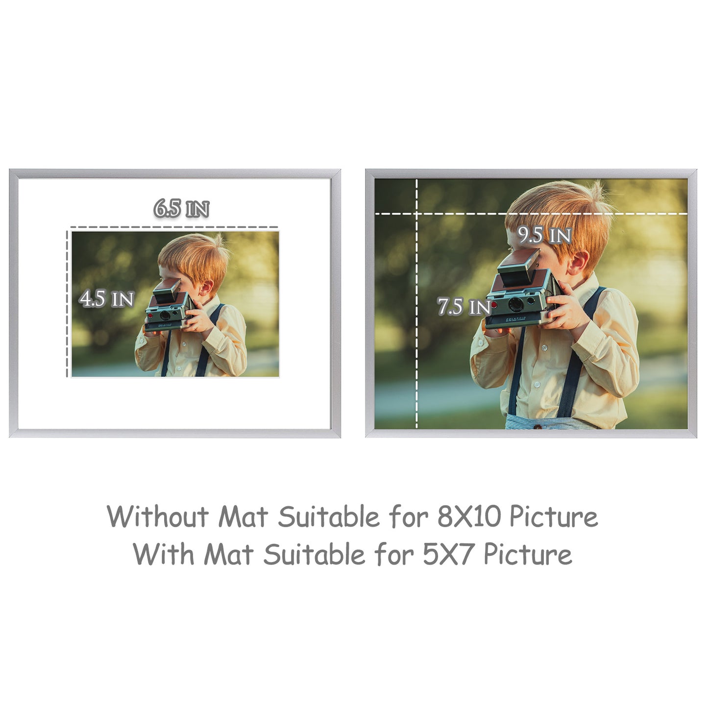 8x10 Metal Picture Frame for 5x7 Photo with White Mat and Real Glass(12 Pack)