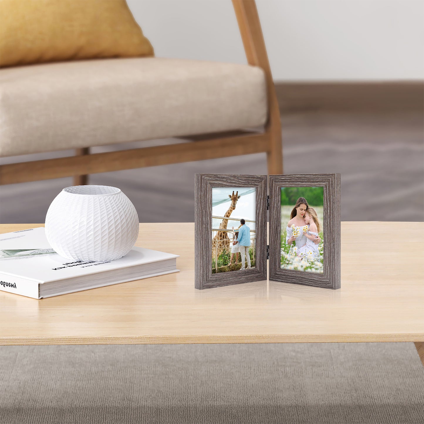 Frametory 4x6 Double Picture Frames Displays Two Pictures, Side by Side Desk Frame Folding Frame Collage Stands Vertically, Real Glass Front (10 Pack)