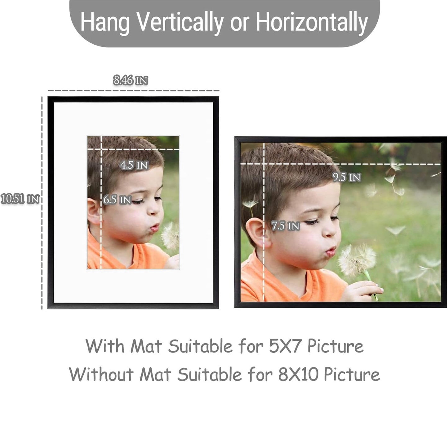 8x10 Metal Picture Frame for 5x7 Photo with White Mat and Real Glass(12 Pack)
