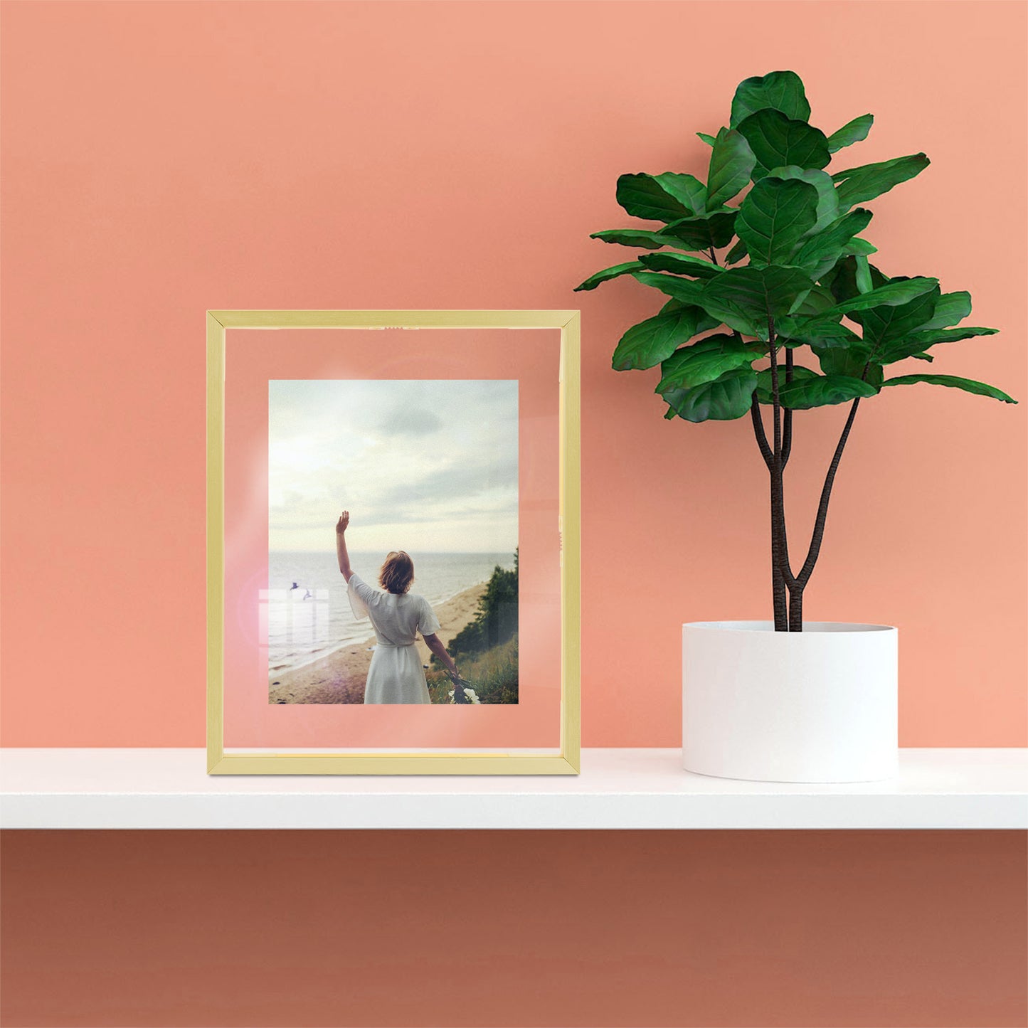 Frametory, Floating Picture Frame 8x10 -Metal Photo Frame - Real Glass - for Wall Mount or Tabletop Displays (12 Pack)