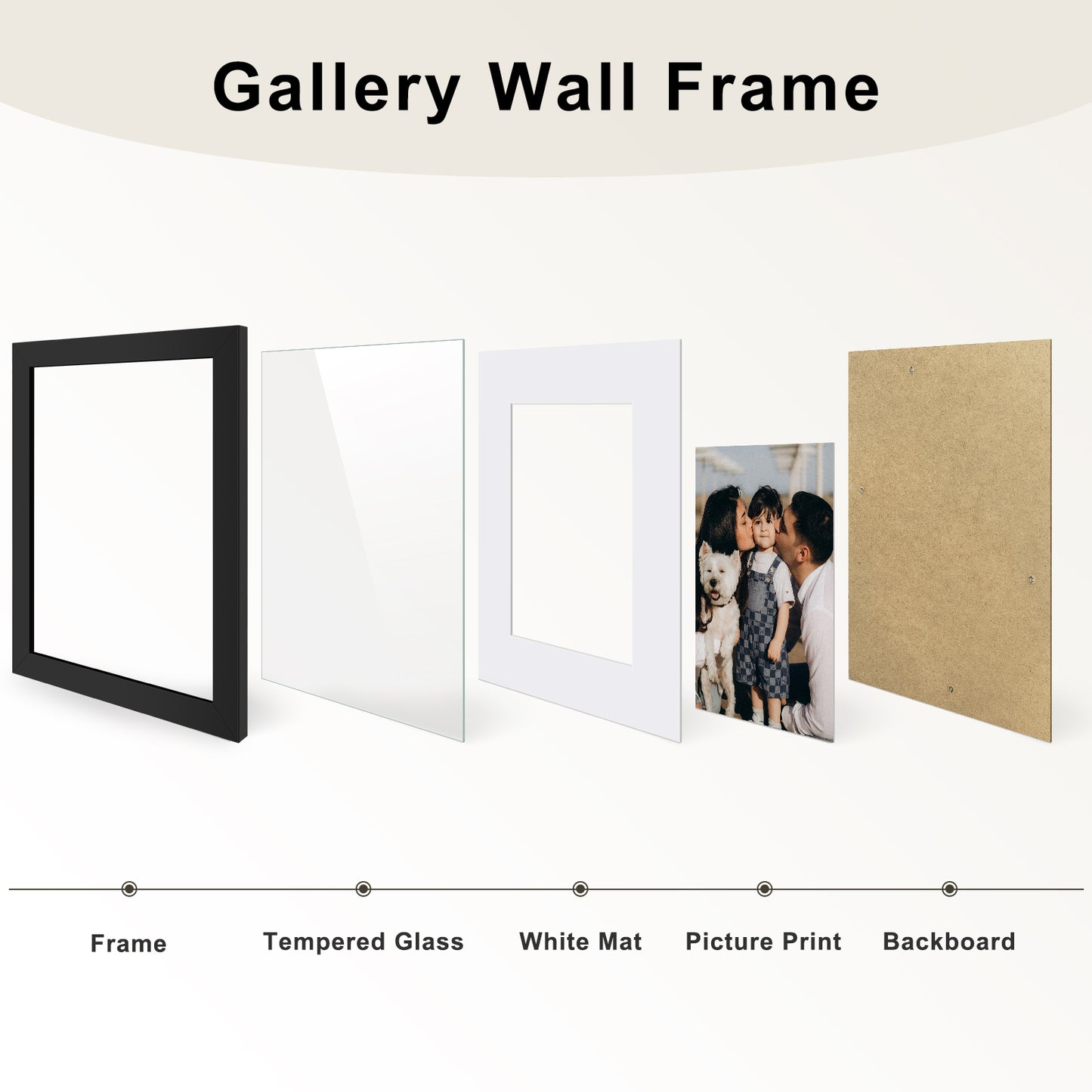 Frametory, Gallery Wall Frame Multiple Sizes 11x14, 8x10, 5x7 Picture Frame with White Color Mat for Prints, with Real Glass (28 Pack)