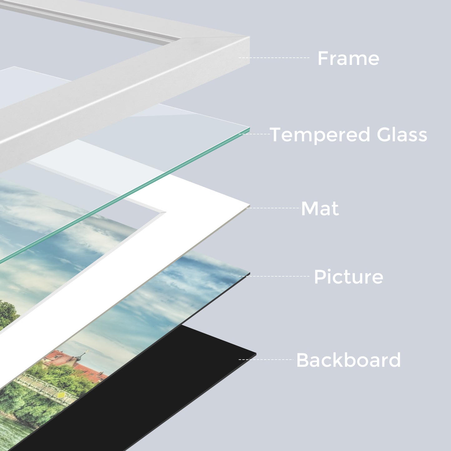 Frametory, 11x14 White MDF Picture Frame for 8x10 Photo with White Mat