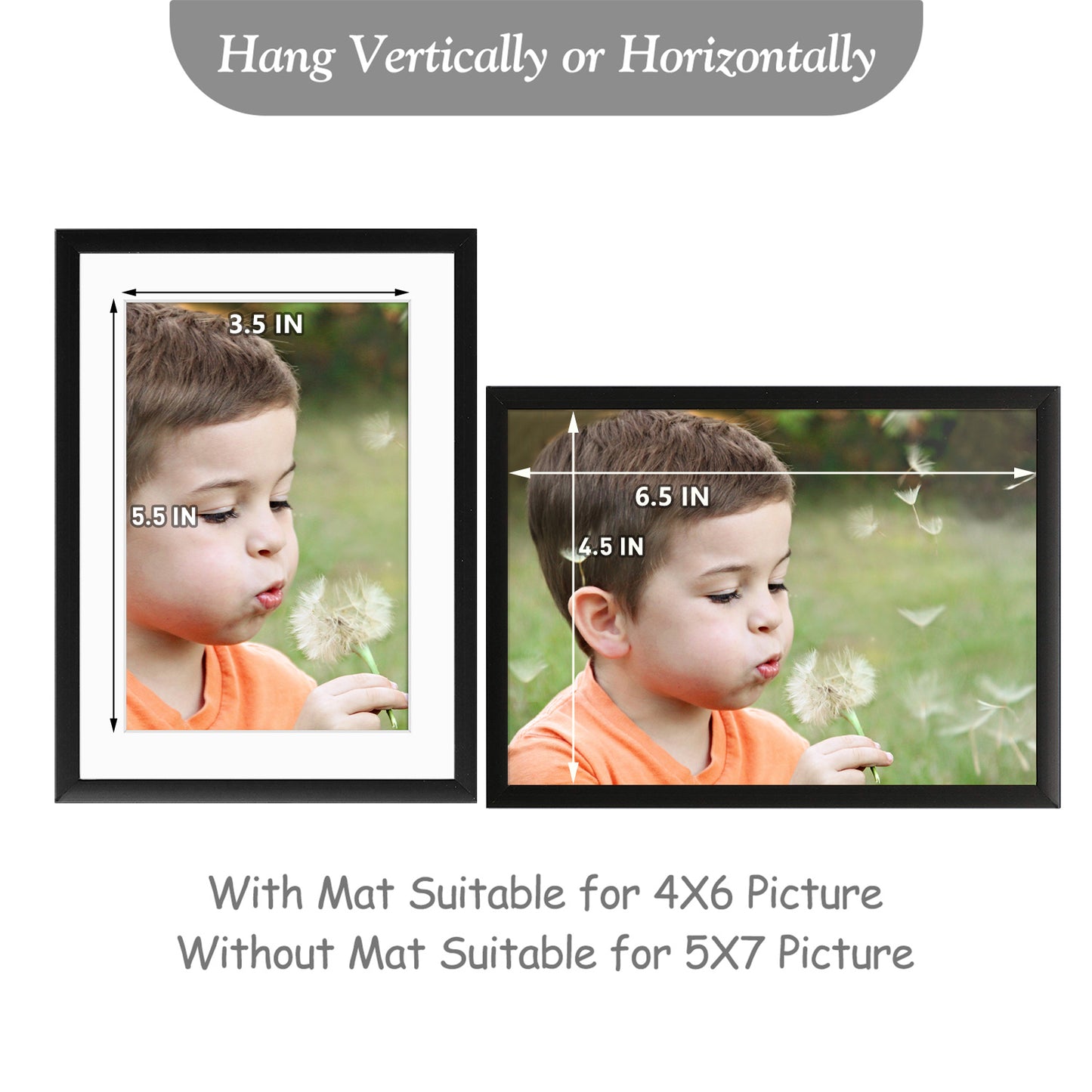 Black Aluminum Picture Frame with White Mat for 4x6 Photos - Easel Stand, Sawtooth Hangers - Great for Events, Offices, Homes (24 Pack)