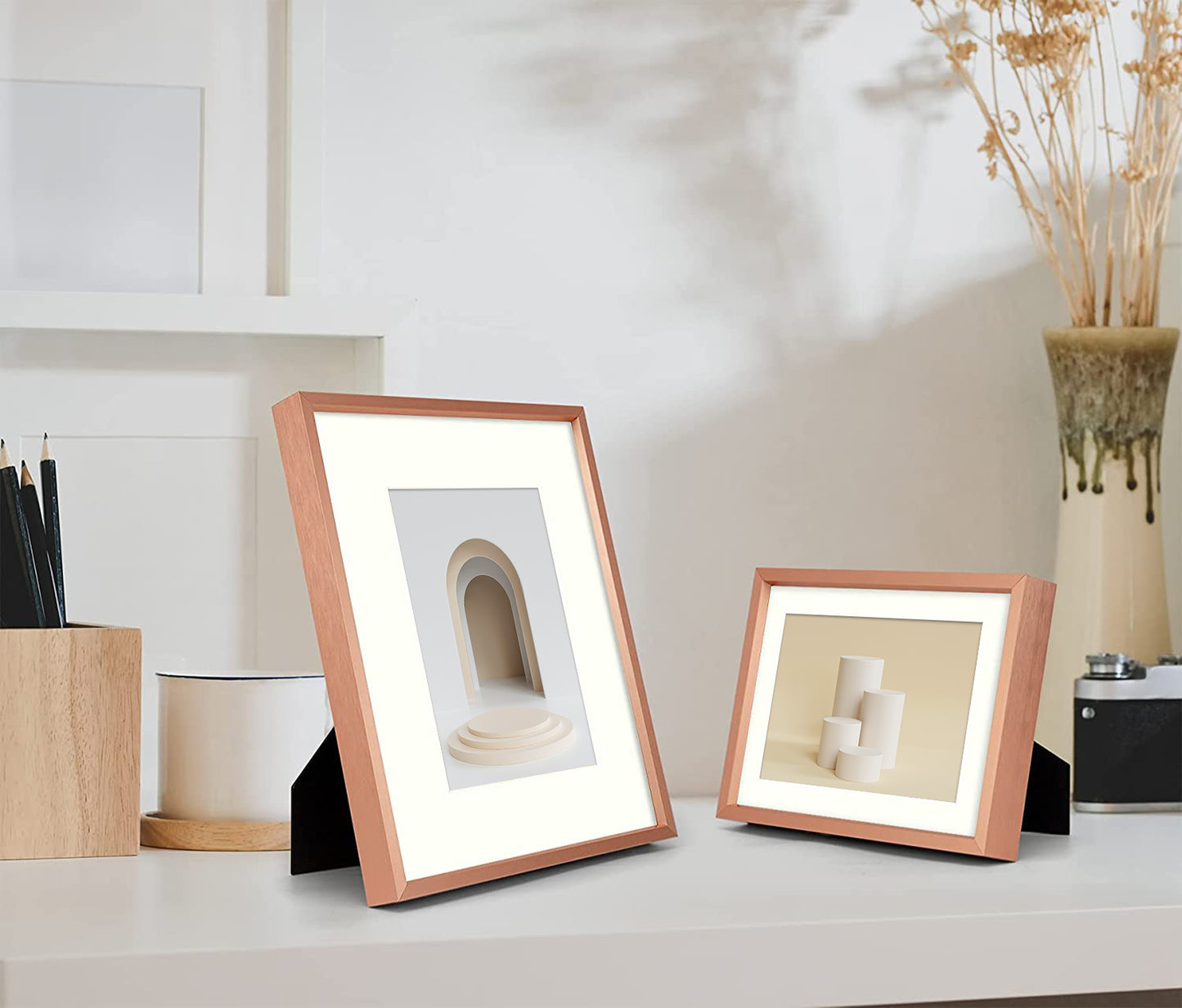 Frametory, Aluminum Picture Frames Rose Gold Gallery Wall Kit (28 Pack)