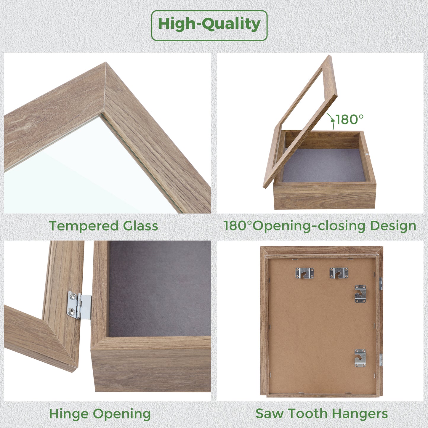 Frametory, 8x10.5 Shadow Box Frame - Front Opening - 2 inch Depth Display Box for Wall and Tabletop Display- Memory Box, 6 Pins Included (4 Pack)
