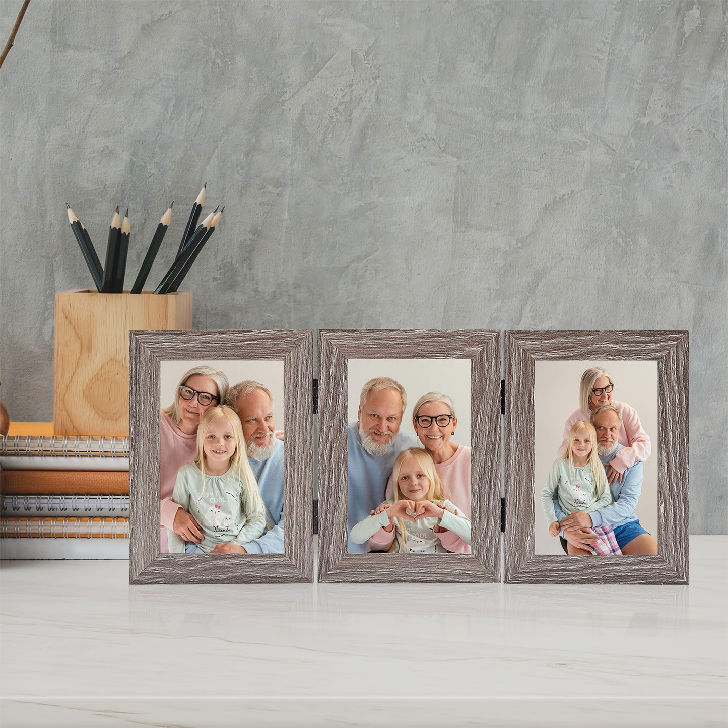 Clearance Hinged Photo Frames Displays Three 4x6 Photos (8 Pack)