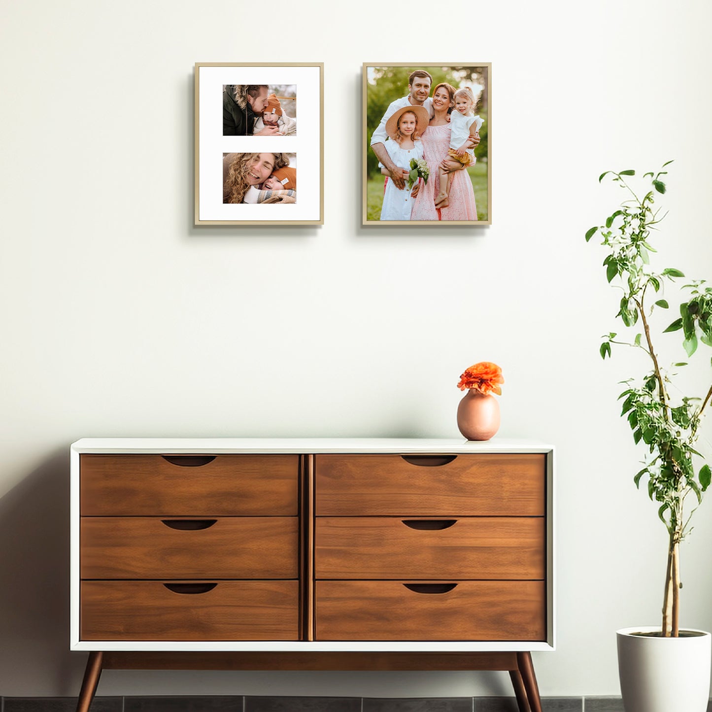11x14 Gold Metal Picture Frame for Two 5x7 Photos and White Mat (6 Pack)