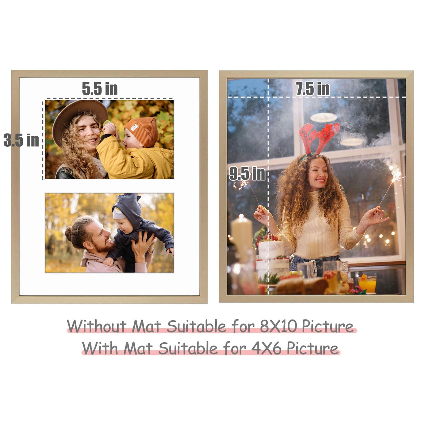 8x10 Gold Metal Picture Frame for Two 4x6 Photos with White Mat (12 Pack)
