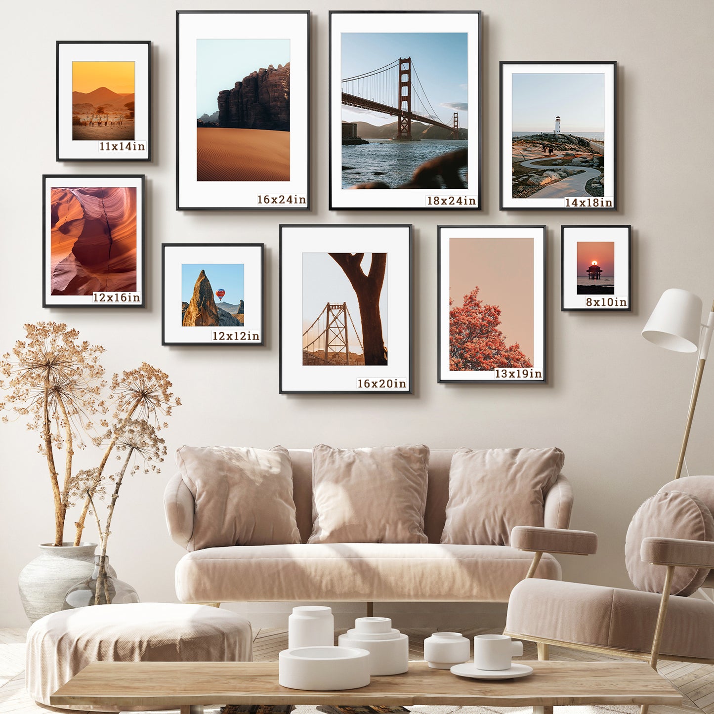 11x14 Aluminum Picture Frame for 8x10 Photo with White Mat (6 Pack)