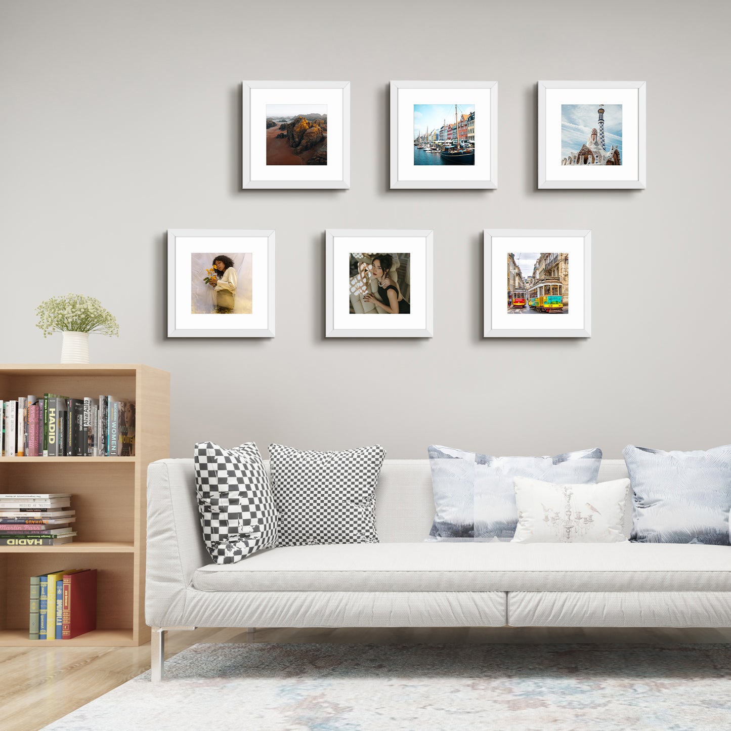 12x12 White Wood Picture Frame for 8x8 Photo with White Mat (9 Pack)