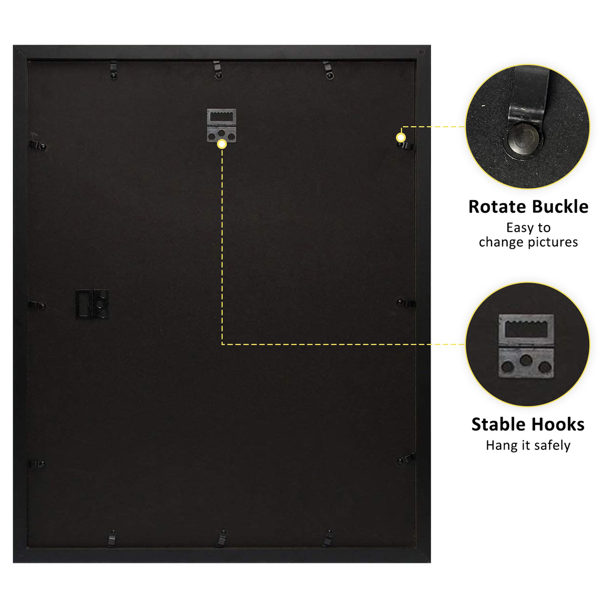 16x20 Black MDF Picture Frame for 11x14 Photo with White Mat