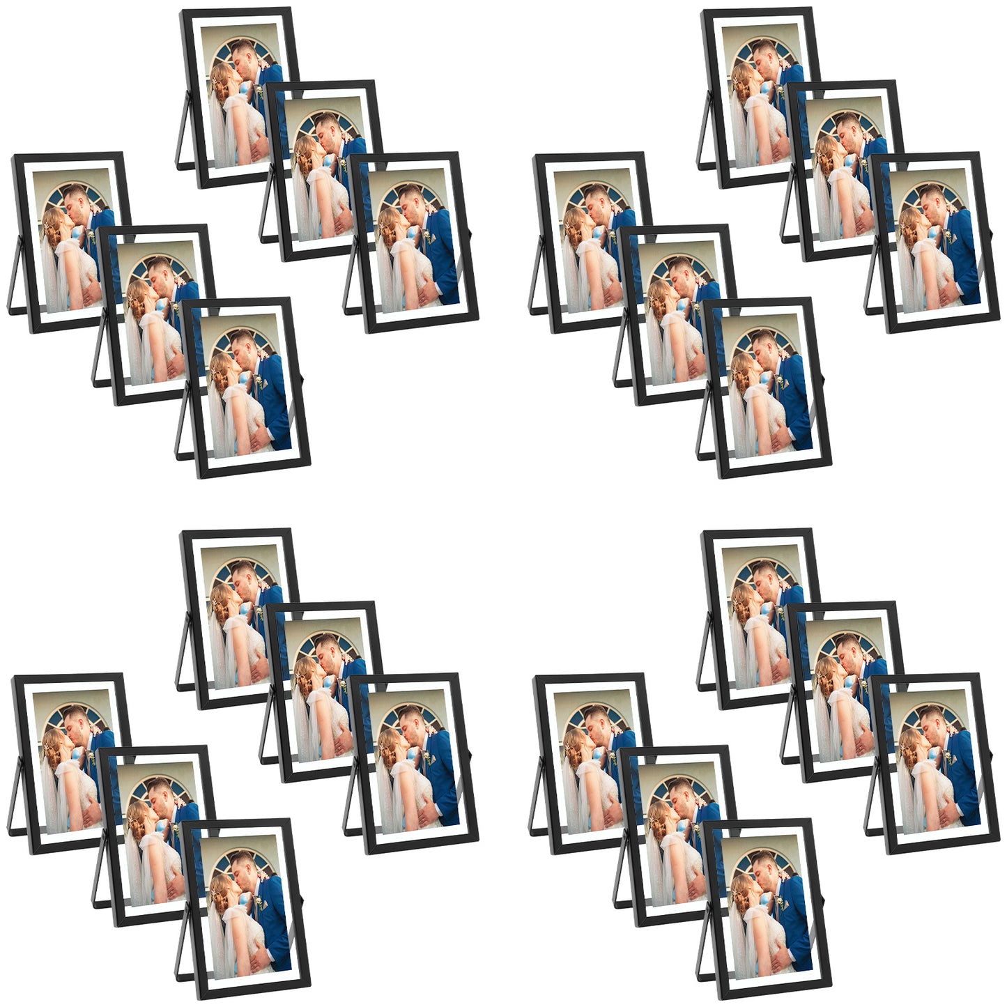 Frametory, 4x6 Floating Frame Displays Any Size Picture up to 4 by 6 Black (24 Pack)