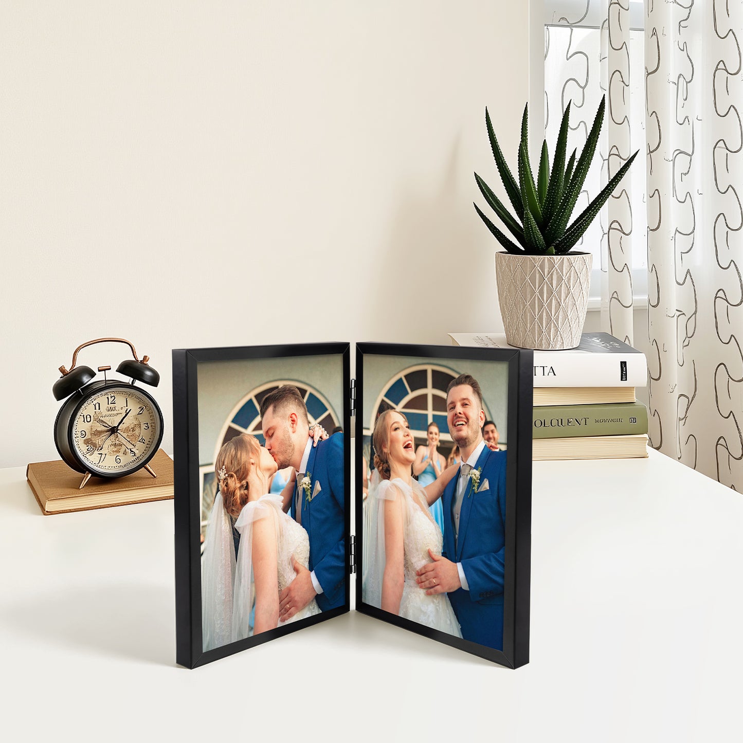 Clearance, 5x7 Floating Frame, Double Hinged Metal Frame Displays Any Size Picture up to 5 by 7 (12 Pack)