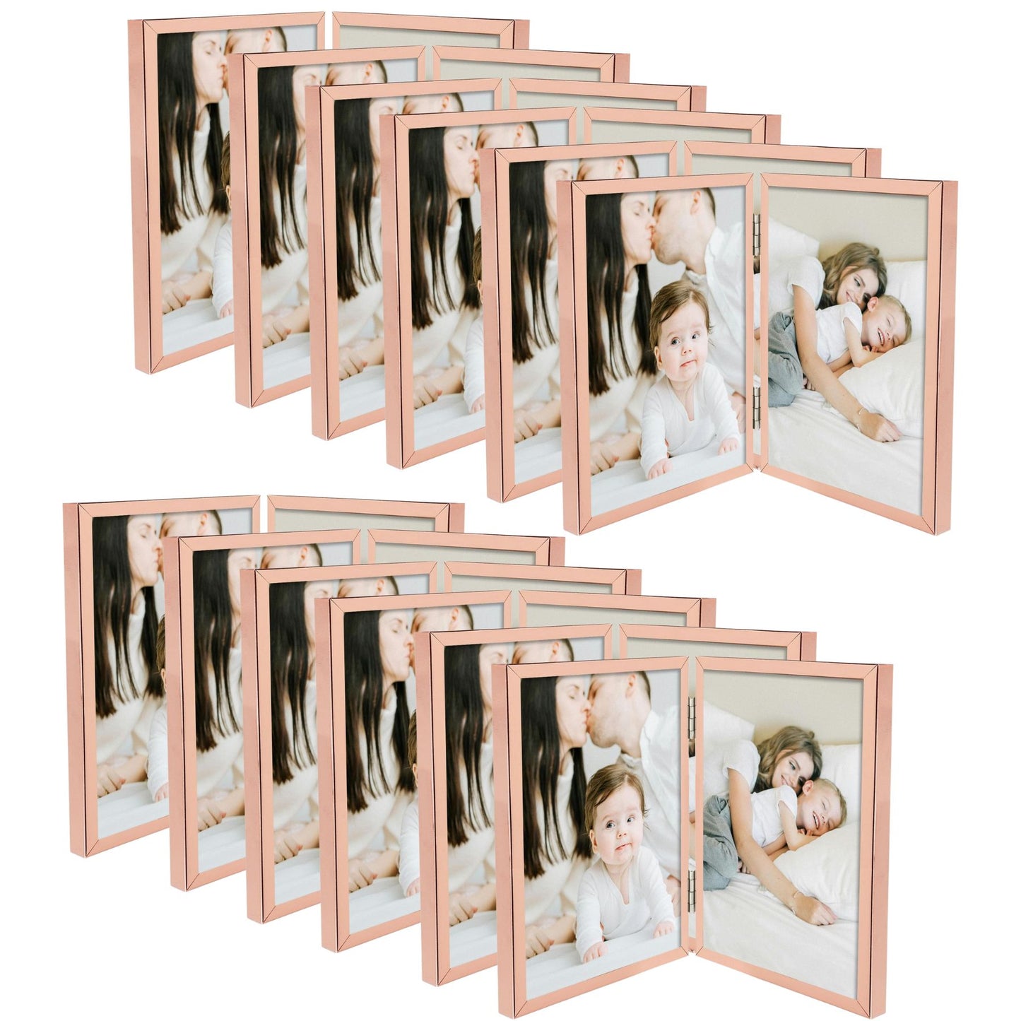 Clearance, 5x7 Floating Frame, Double Hinged Metal Frame Displays Any Size Picture up to 5 by 7 (12 Pack)