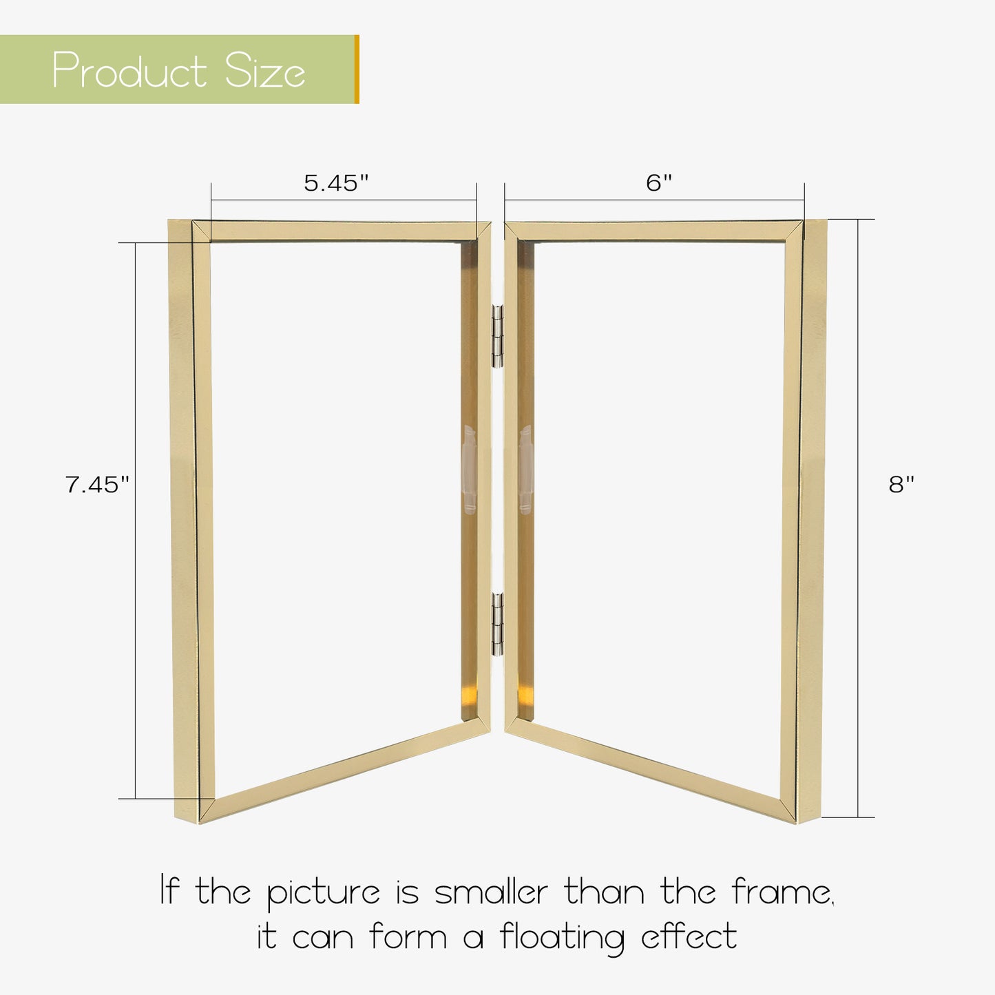 Clearance, 6x8 Floating Frame, Double Hinged Metal Frame Displays Any Size Picture up to 6 by 8 (12 Pack)