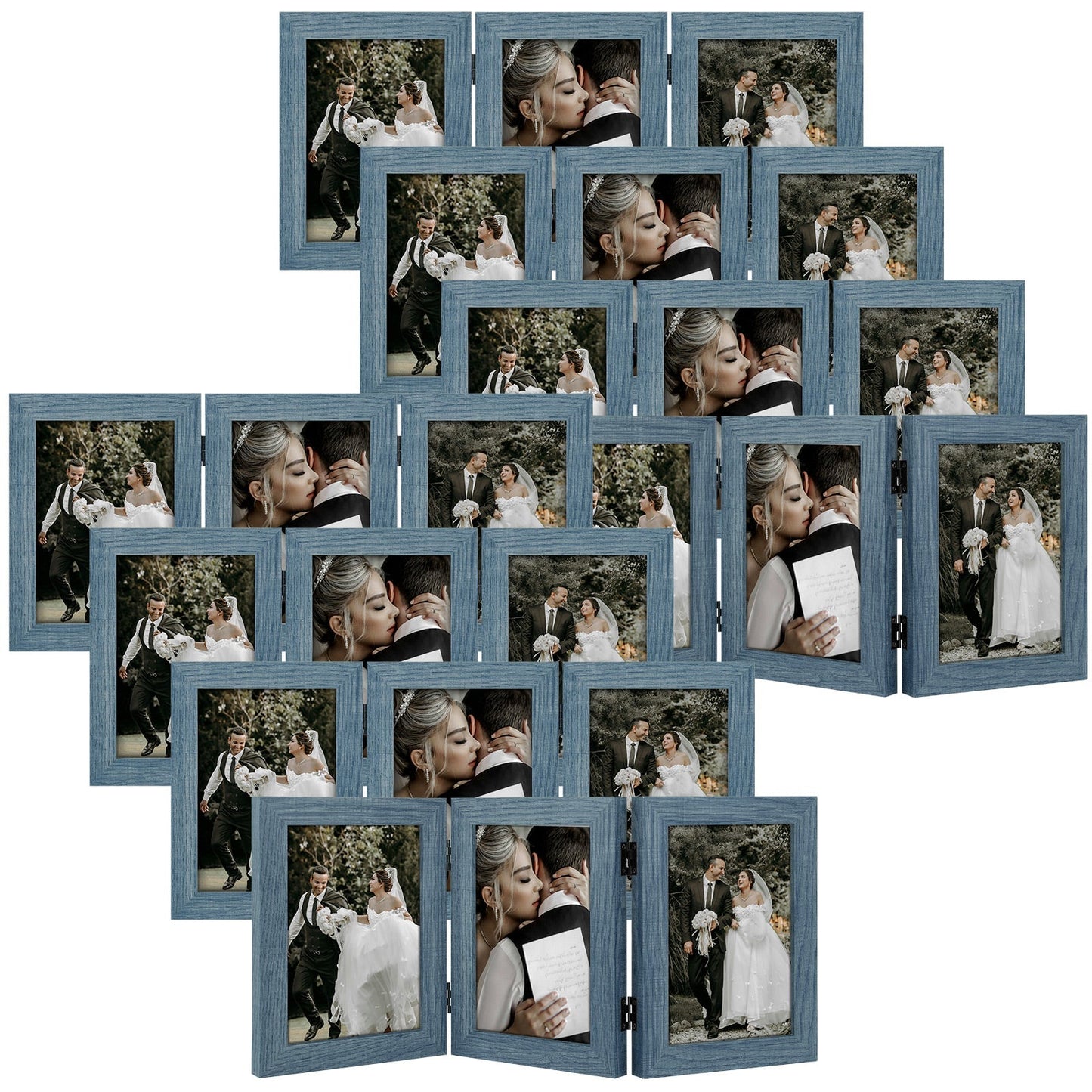 Frametory,Three Picture Frame 5x7 Triple Frame (8 Pack)
