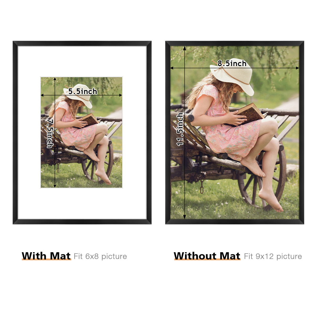 9x12 Aluminum Frame with White Mat for 6x8 Photo (12 Pack)