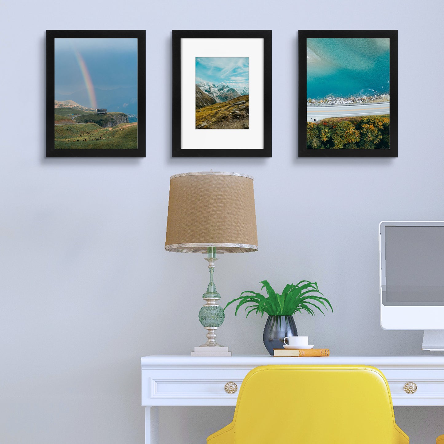 Frametory,9x12 Picture Frame with White Mat for 6x8 Photo (8 Pack)