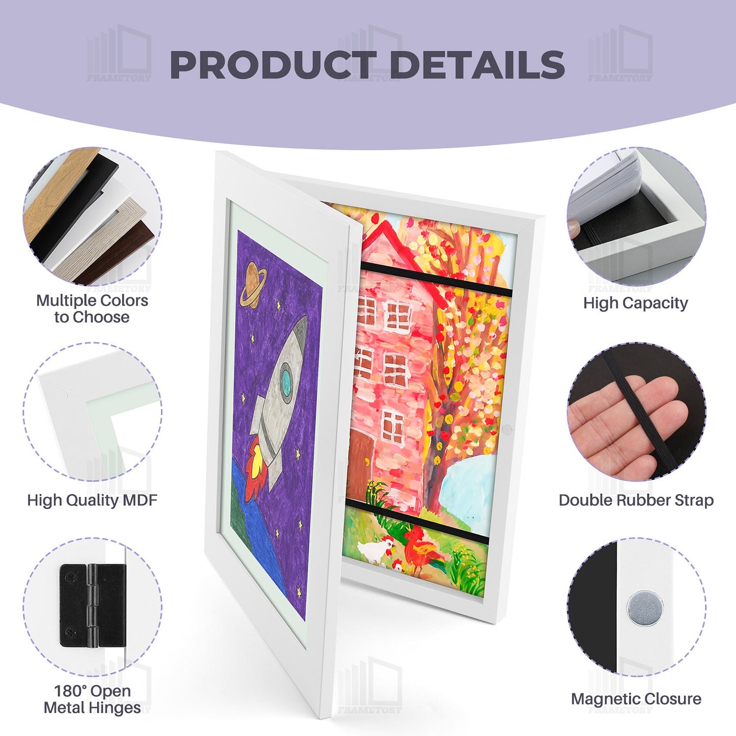 9x12 White Kids Art Frames with Real Glass (8 Pack)