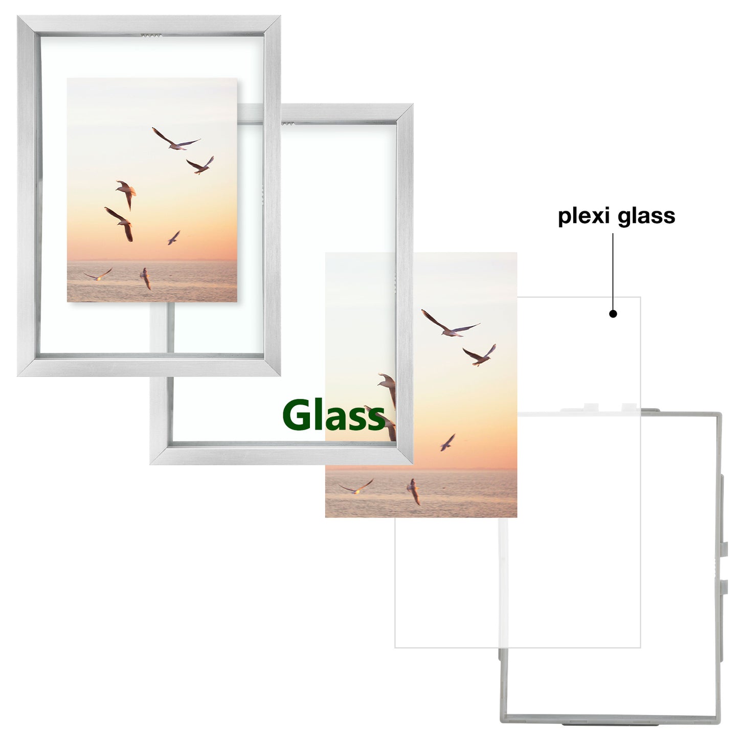Clearance 5x7 Floating Aluminum Frame with Real Glass (12 Pack)