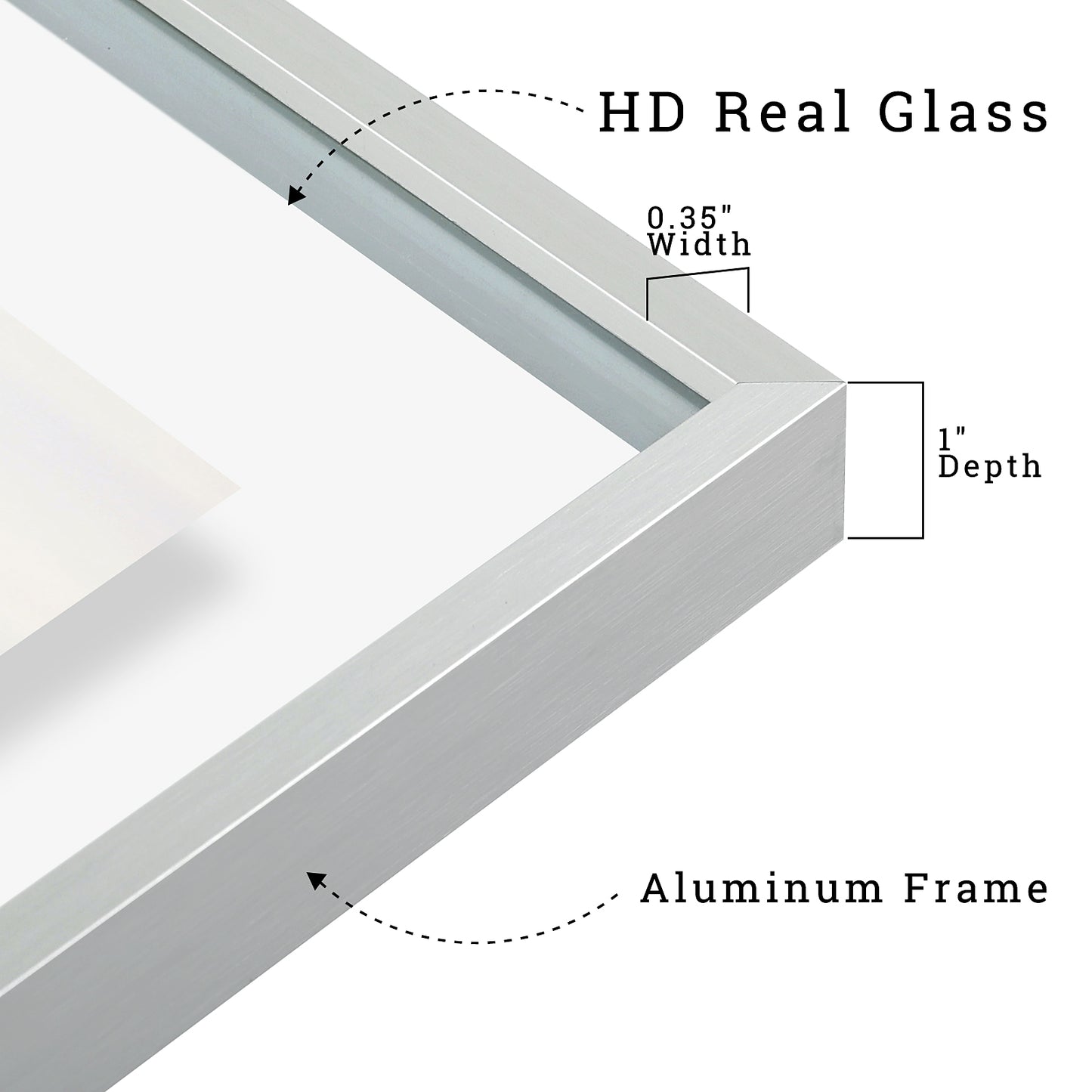 Clearance 5x7 Floating Aluminum Frame with Real Glass (12 Pack)