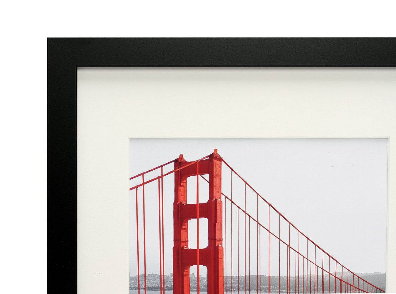 Frametory, Clearance 11x14 Black Wood Picture Frame for 8x10 Photo with Ivory Mat (8 Pack)