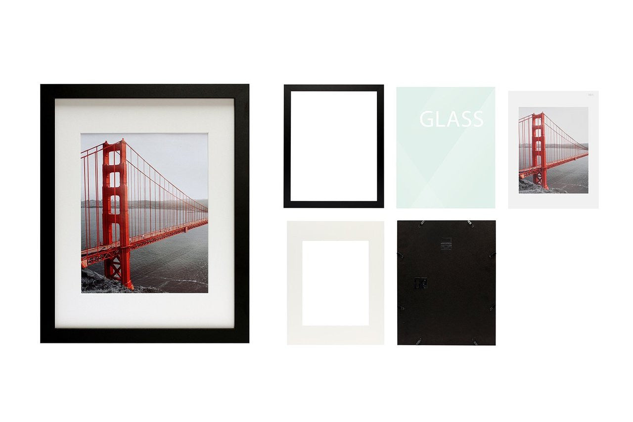 Frametory, Clearance 11x14 Black Wood Picture Frame for 8x10 Photo with Ivory Mat (8 Pack)