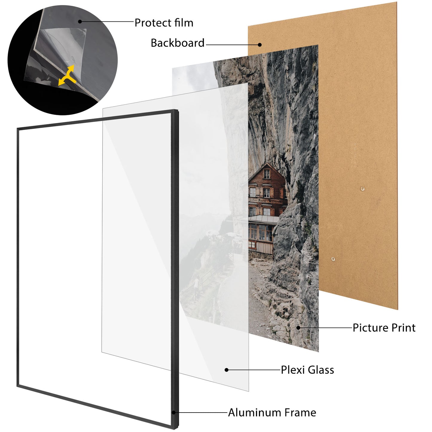 A1 Aluminum Picture Frame for 23.4x33.1 Picture with Plexiglass(3 Pack)